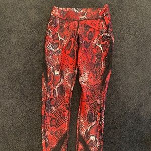 Red snake skin leggings